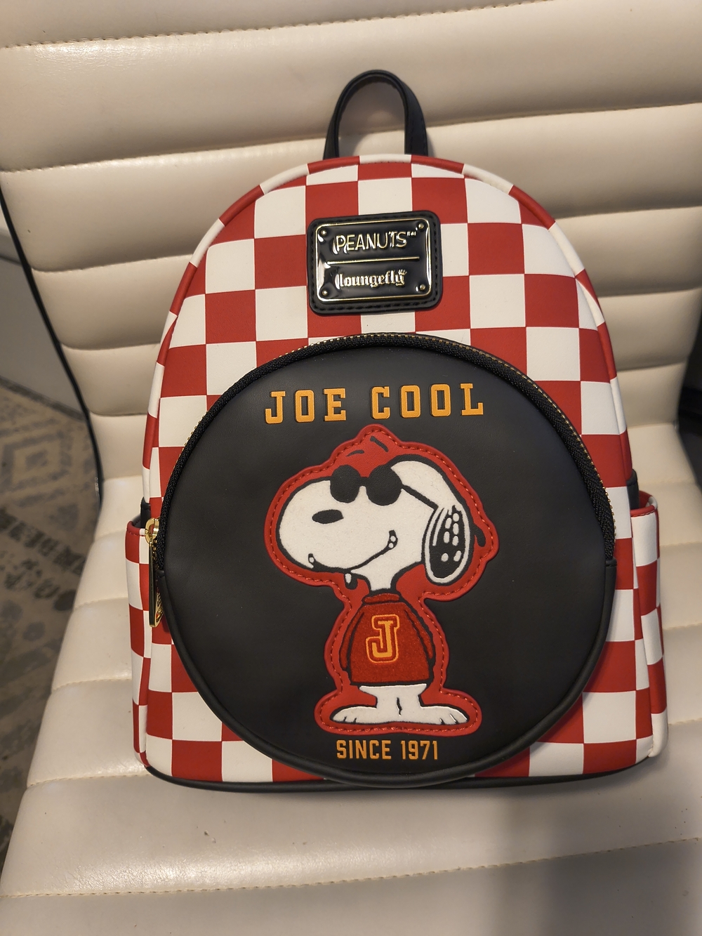Loungefly Red & White Checker Joe Cool Snoopy Mini Backpack